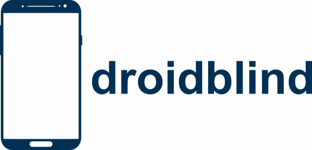 Das Logo der Seite zeigt den Text Droidblind in blauer Schrift auf transparentem Hintergrund